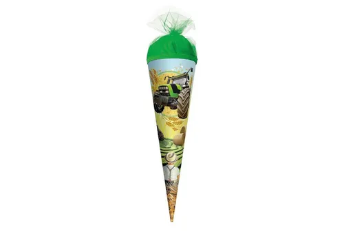 Schultüte Motiv-Schultüte Traktor 50cm rund Tüllverschluss