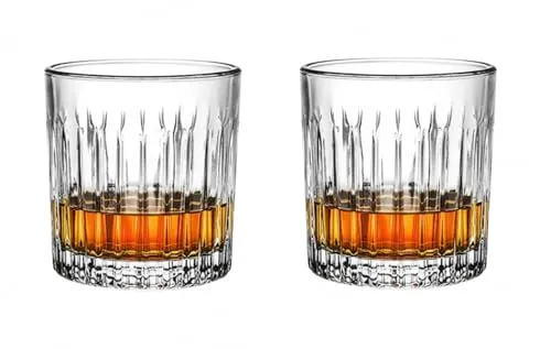 Provance Whiskyglas 2er 4er oder 6er Set, anmutige Tumbler für Whisky und Rum mit Relief, spülmaschinenfest aus Borosilikatglas (2 Stück Form 1)