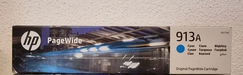 HP Tinte F6T77AE 913A - Original cyan Tintenpatrone, hohe Kapazität für bis zu 3.000 Seiten, ideal für HP PageWide-Drucker