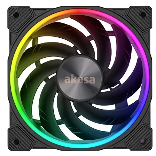 Akasa SOHO AR14, 140 mm Addressable RGB PC Fan, PWM Fan, up to 1800 RPM, 5 V 3 Pin ARGB LEDs, Quiet Fan for Computer Cases, CPU Cooler and Heatsink, AK-FN119