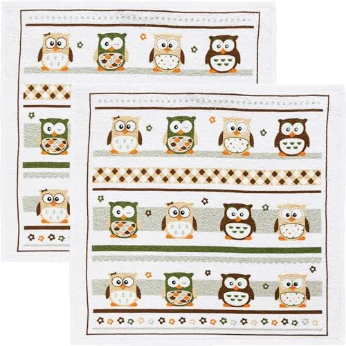 Kracht Frottier-Geschirrtuch 2er-Pack Baumwolle Eulen Größe 50x50 cm