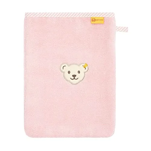 Steiff Unisex Kids Mini Basic Waschlappen, Silver PINK, One Size
