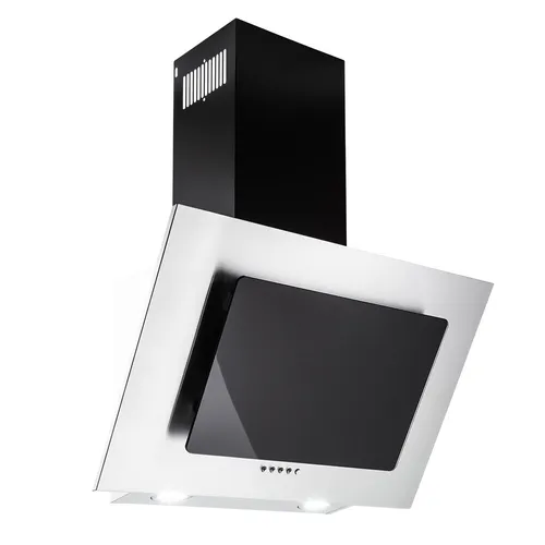 PKM Wandhaube Silber Schwarz 60cm - Dunstabzugshaube mit aktivem Kohlefilter, energieeffizient (Klasse A) und spülmaschinengeeignetem Fettfilter. Ideal für eine saubere Küche mit modernem Design.