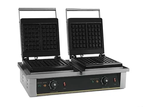 GastroHero Waffeleisen Eco 2 x 2 - Perfekte belgische Waffeln - Waffeleisen für 4 belgische Waffeln, hochwertiger Edelstahl, leicht zu reinigen und langlebig - ideal für Gastronomie und Zuhause.
