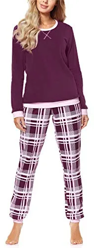 Merry Style Damen Lang Zweiteiliger Schlafanzug aus Baumwolle - Schlafanzug für Damen aus hochwertiger, atmungsaktiver Baumwolle; ideal für Herbst und Winter, mit praktischen Taschen und bequemen Saum für maximalen Komfort.