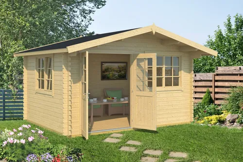 Gartenhaus Outdoor Life Norderney 2 mit Fußboden – 444,6 x 390 cm - Gartenhaus aus hochwertigem Holz mit Satteldach, ideal für Gartenlagerung und Freizeit, inklusive robustem Fußboden für zusätzliche Stabilität.