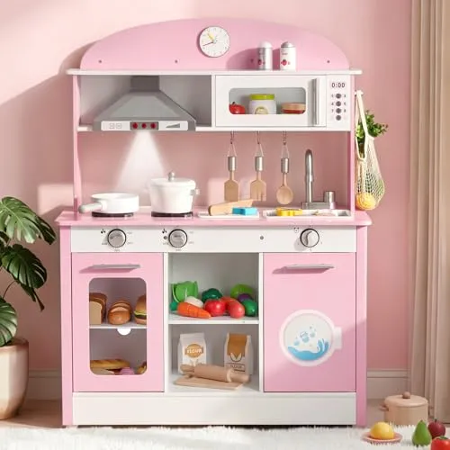 VEVOR Spielküche für Kinder aus Holz mit Licht & Sound