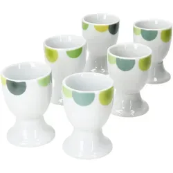 6er Set Rondo Eierbecher 6 Personen grüne Retro-Kreise - 6 x Eierbecher