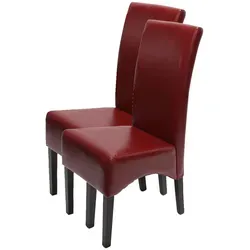 Mendler 2er-Set Esszimmerstuhl Latina - Rot mit dunklen Beinen - Esszimmerstühle mit modernem Design und bequemer Polsterung, ideal für stilvolle Akzente in Ihrem Zuhause. Maximale Belastbarkeit: 150 kg.