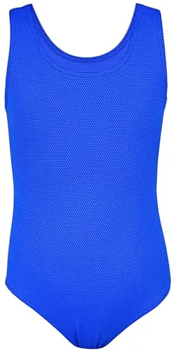 Aquarti Mädchen Badeanzug mit Ringerrücken – Sport Badeanzug Mädchen, Chlorresistent, Farbe: Jacquard Punkte Kornblumenblau, Größe: 146