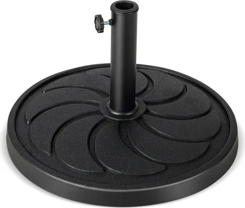 GOPLUS Sonnenschirmständer, Schirmständer für Schirmstöcke 38mm / 48mm, Sonnenschirm Ständer  54cm, Sonnenschirm Fuß 18kg, Marktschirmständer aus Harz & Edelstahlrohr, Balkonschirmständer schwarz