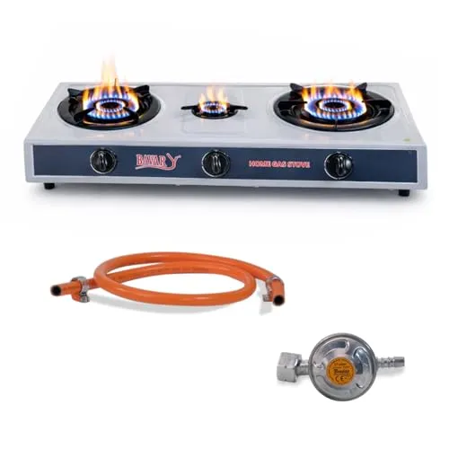 Flammiger Premium Gasbrenner 3-Flammig mit Druckminderer