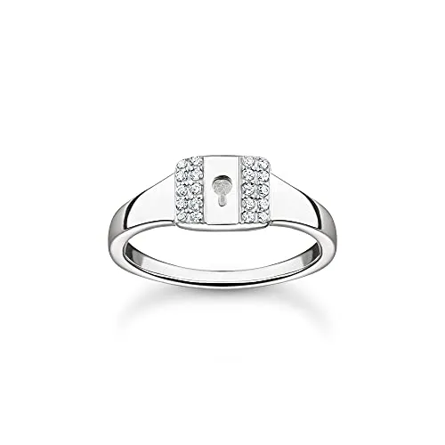 THOMAS SABO Silberring Schloss Silber - Fingerring aus poliertem 925 Sterlingsilber mit einem eleganten Schloss-Design, verziert mit funkelnden Zirkonias für einen besonderen Glanz.