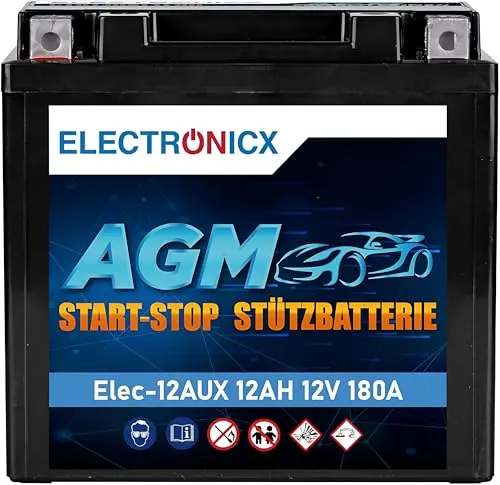 Electronicx AGM Stützbatterie 12V 12Ah 12 Ah Premium Backup Batterie A2115410001 BMW 61217586977 | Ersatz für A000982700 A2115410001 61219394648 | PKW Hilfsbatterie Longlife für Benz BMW Rolls Royce