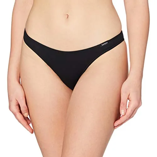 Skiny Damen Low Cut Rio Cotton Essentials Brazilian Slip, 42, black EU - Bikinis & Taillenslips für Damen – stylischer Low Cut Slip aus hochelastischer Baumwolle für höchsten Tragekomfort, nahezu unsichtbar unter enger Kleidung.
