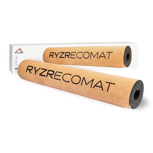 RYZR Ecomat Fitnessmatte - rutschfest und langlebig 185x65x0,5 cm - Die RYZR Ecomat ist eine rutschfeste Trainingsmatte aus Kork, ideal für Yoga und Pilates. Die Kombination aus griffiger Korkoberfläche und stabiler Naturkautschuk-Unterseite sorgt für optimalen Halt und Komfort während des Trainings.