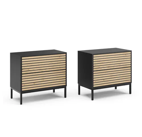 Vicco Nachtschrank Eliza 2er Set, Artisan Eiche/Anthrazit - Moderne Nachtschränke mit push-to-open Schubkästen, ideal für stilvolle Schlafzimmer und optimalen Stauraum.