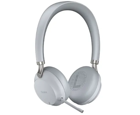 Yealink Headset BH72 mit Ladestation - UC Light Gray USB-A - Premium Headset für klare Kommunikation, ausgestattet mit bequemer Ladestation und ideal für den professionellen Einsatz im Büro.