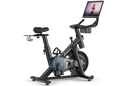 MERACH Heimtrainer Fahrrad für Zuhause - Leises Fitnessbike mit HD-Screen - Ergometer & Heimtrainer mit 15,6 Zoll HD-Screen für interaktive Workouts, leises magnetisches Widerstandssystem und bis 136 kg belastbar, ideal für individuelles Training.