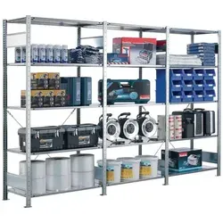 Steckregal AR 150 kg - 6 Böden für optimale Lagerung - Werkstatteinrichtung mit einer Tragkraft von 150 kg pro Boden, ideal für die effiziente Organisation von Werkzeugen und Materialien in Werkstätten.