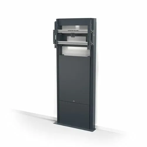 SMS Wand-/Bodenhalter, perfekt für große, schwere Displays und Touchdisplays bis max. 150kg / max. VESA 1000x600. Kabel und Peripheriegeräte können vollständig im Inneren des Standkörpers untergebracht werden. Oberfläche: Dunkelgrau (K05-148-2)