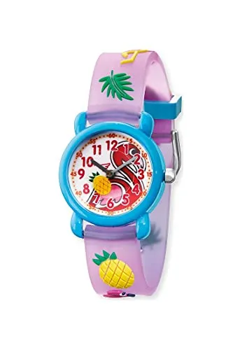 Herzengel Mädchen Analog Quarz Uhr mit Kunststoff Armband HEWA-Flamingo