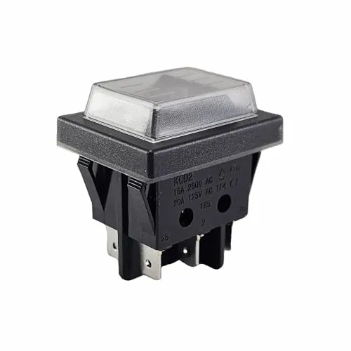 Umschalter, 6 Pins, 16A, 250V AC, Ein/Ein, mit wasserdichter Abdeckung, Wippschalter, Kippschalter, Geräteschalter, Schwarz