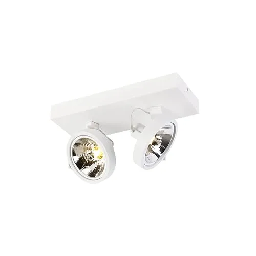QAZQA Modern DesignSpot - Verstellbarer Deckenspot in Weiß - Eleganter 2-flammiger Deckenspot aus Aluminium, ideal für stimmungsvolle Innenbeleuchtung in Wohnzimmer, Schlafzimmer und Küche. Dimmbar für individuelle Lichtgestaltung.