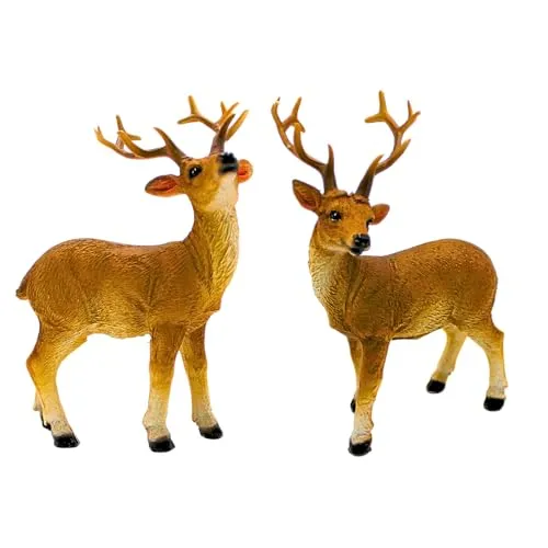 Detailgetreues 2er Set Hirsche aus Keramik - Deko-Rehe für festliche Akzente - Charmantes 2er Set Keramik Hirsche in Braun, detailreich mit filigranem Geweih. Ideal für stimmungsvolle Weihnachtsdekoration und vielseitig einsetzbar auf Tisch, Fensterbank oder Regal.