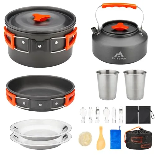 THTYBROS 17-teiliges Camping-Kochgeschirr-Set aus Aluminium