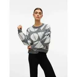 Strickpullover VERO MODA VMLOVE LS O-NECK PULLOVER BOO - Modischer Damenpullover in medium grau melange. Elastische Strick-Qualität für Bewegungsfreiheit und Wärme – ideal für kühle Tage.