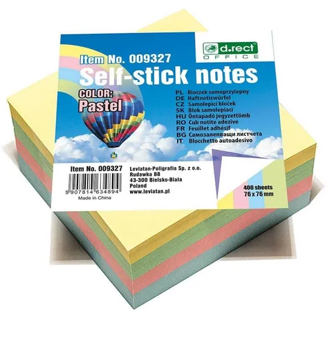 Klebepad 76x76mm Pastell D.RECT