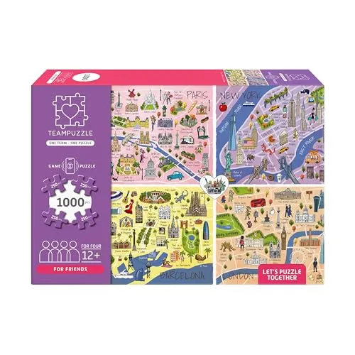 TEAMPUZZLE City Trip Puzzle – 1000 Teile mit 4 Städten