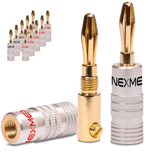Bananenstecker 4mm vergoldet 12x Stecker NEXMEX Steckverbinder Lautsprecherkabel