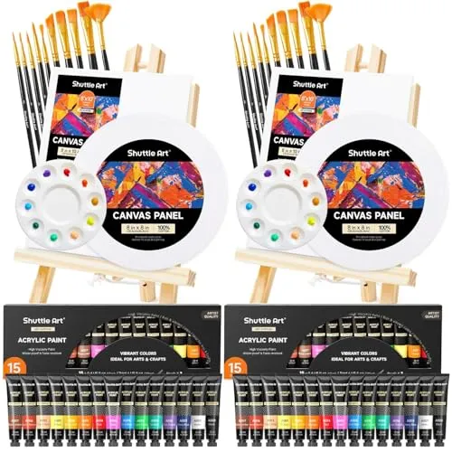 Shuttle Art 58 Stück Acrylfarben Set mit Malkoffer