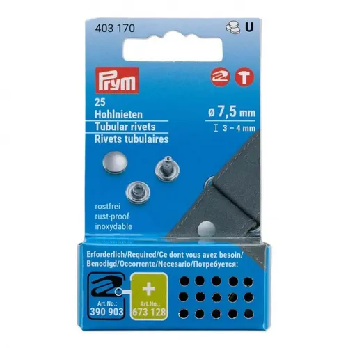 Prym Hohlnieten, 3-4mm, silberfarbig, 25 Stück - 403170 von namensbaender.de
