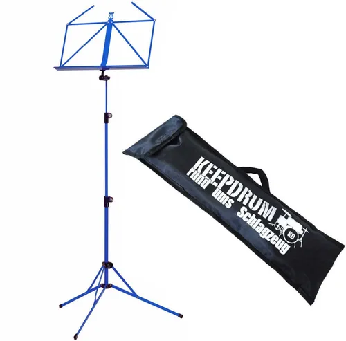 König & Meyer Notenpult K&M 100-5 Blau mit Tasche - Robuster Notenständer aus Stahl, höhenverstellbar von 50-130 cm, zusammenlegbar auf nur 46 cm. Inklusive reißfester, wasserabweisender Tasche für einfachen Transport. Ideal für Musiker unterwegs.