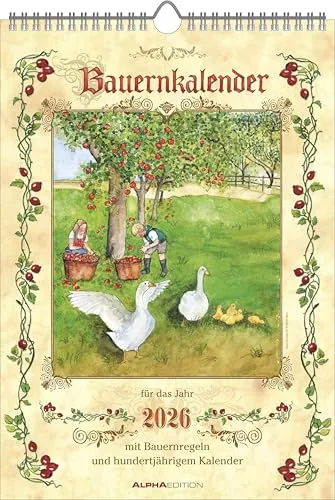 Alpha Bildkalender 2026: 100-jähriger Bauernkalender A4 - A4-Bauernkalender mit traditionellen Bauernregeln und liebevollen Illustrationen. Perfekt als Geschenk für Familie und Freunde, mit Platz für Notizen und wichtigen Terminen.