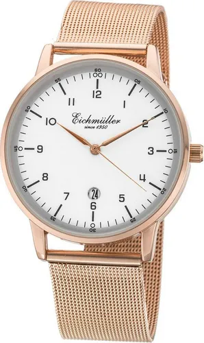 Eichmüller Quarzuhr Herrenuhr RE1111 Rosegoldfarben Weiss Milanaiseband 40 mm