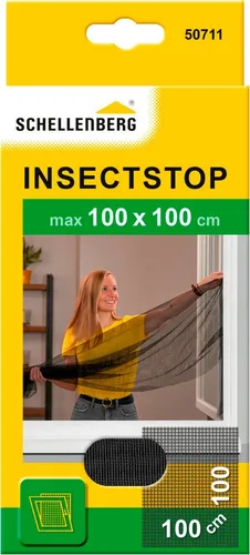 Schellenberg 50711 Fliegengitter für Fenster, Insektenschutz ohne Bohren, Schutz vor Mücken, Fliegen, Insekten und Ungeziefer, 100 x 100 cm, inkl. selbstklebendes Klettband, anthrazit
