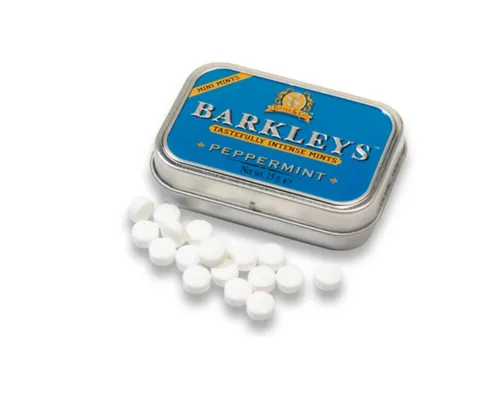 Barkleys Mini Peppermint Pastillen - zuckerfrei 15g - Süßes & Knabbereien, erfrischende Pfefferminzbonbons ohne Zucker, ideal für eine kalorienbewusste Nascherei unterwegs.
