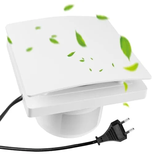 BAIFULAI Badlüfter Ø100mm, Abluftventilator mit Rückstauklappe, Rohrventilator, Badezimmerlüfter Bad Lüfter Abluftventilator mit EU-Stecker 95 m³/h, 12 Watt / 34dB Wandventilator für Bad, WC, Küche