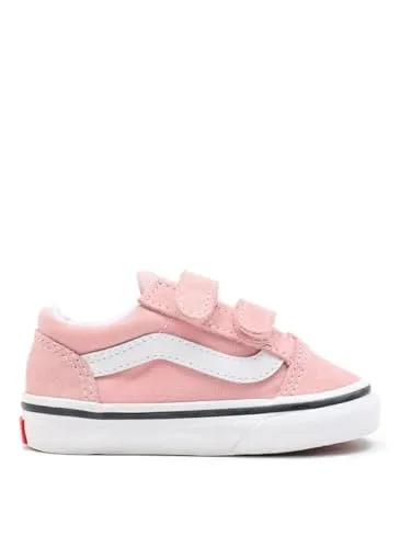 Vans Old Skool V Sneakers Kinder - Grau - 24 - Babyschuhe mit doppeltem Klettverschluss für einfaches An- und Ausziehen, ideal für kleine Füße. Robustes Obermaterial aus Canvas und Wildleder sorgt für Langlebigkeit und Komfort.