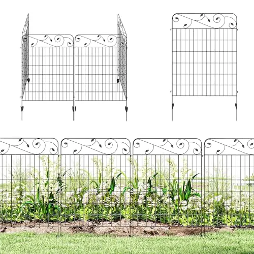 Outsunny Gartenzaun 352Lx1Wx110Hcm Schwarz - Dekorativer Gartenzaun aus vier Paneelen, ideal zum Schutz vor kleinen Tieren. Einfach zu montieren und anpassbar für Garten, Einfassung oder Terrasse.