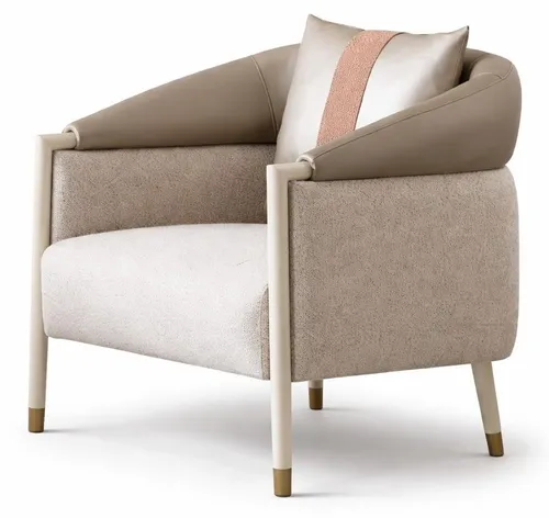 Beiger Designersessel für Wohnzimmer – Weicher Stoffsessel mit Kissen - Stylischer beiger Designersessel für Erwachsene und Jugendliche. Mit bequemen Kissen, ideal für modernes Wohnen. Maße: 75 x 78 x 81 cm, ohne Montage erforderlich.