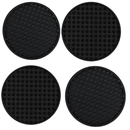 Untersetzer Getränke,4 Stück Silikon Untersetzer,10 cm Glasuntersetzer,Anti-Rutsch Untersetzer,Untersetzer Rund,Hitzebeständig und rutschfest Untersetzer,für Getränke, Tassen, Glas (Schwarz)