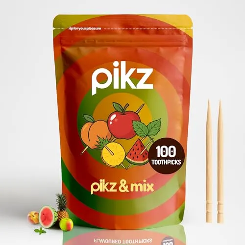 pikz Zahnstocher Mit Geschmack – Zunder Zahnstocher Aus 100% Natürlichem Birkenholz, Zahnstoche Geschmack Ohne Zucker, Nachhaltig Und Plastikfrei, Für Erwachsene (Mix + Match)