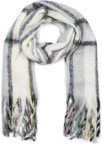 styleBREAKER Damen Web Strickschal mit Streifen Muster - Warmer Winter Schal für Damen mit mehrfarbigem Streifen Muster und langen dicken Fransen, ideal für kalte Temperaturen und vielseitig kombinierbar.