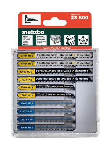 Metabo Stichsägeblattsortiment 3 Holz und Metall + Kunststoffe 10-teilig HCS / HSS - 623600000