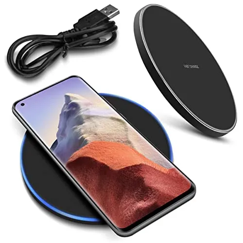 QI Wireless 15W Kabellose Ladestation kompatibel für Xiaomi Mi 11 Ultra 10 Pro Fast Charger Induktives Universal Schnellladegerät, Farben:Schwarz